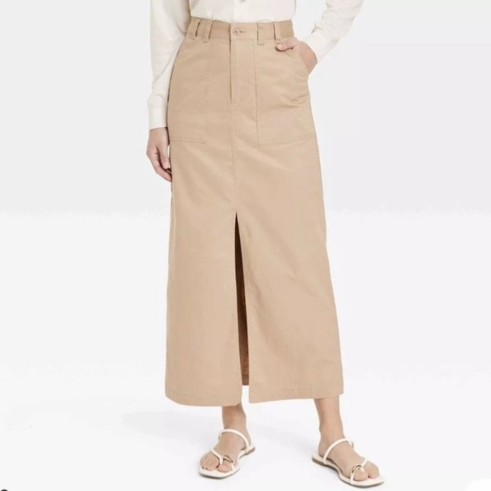 NWT A New Day Women's tan Utility Maxi Skirt XS
